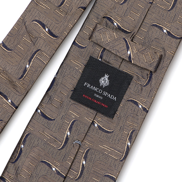  ネクタイ 総柄 ヴィンテージ ジオメトリック ベージュ 肌色 日本製 ブランド シルク 100％ 仕事 ビジネス 結婚式 披露宴 フランコスパダ Franco Spada