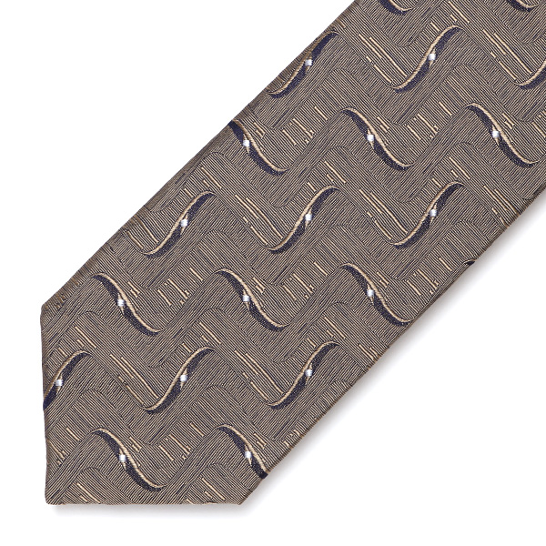  ネクタイ 総柄 ヴィンテージ ジオメトリック ベージュ 肌色 日本製 ブランド シルク 100％ 仕事 ビジネス 結婚式 披露宴 フランコスパダ Franco Spada