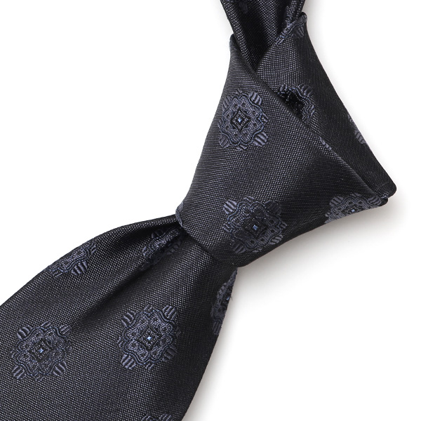  ネクタイ 総柄 メダリオン グレー グレイ 灰色 日本製 ブランド シルク 100％ 無地 仕事 ビジネス 結婚式 披露宴 フランコスパダ Franco Spada