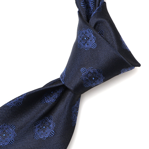  ネクタイ 総柄 メダリオン ブルー ネイビー 青色 日本製 ブランド シルク 100％ 無地 仕事 ビジネス 結婚式 披露宴 フランコスパダ Franco Spada