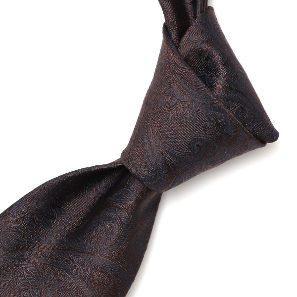  ネクタイ ペイズリー柄 ブラウン 茶 茶色 日本製 ブランド シルク 100％ 無地 仕事 ビジネス 結婚式 披露宴 フランコスパダ Franco Spada
