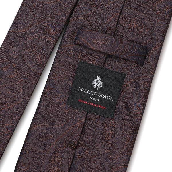  ネクタイ ペイズリー柄 ブラウン 茶 茶色 日本製 ブランド シルク 100％ 無地 仕事 ビジネス 結婚式 披露宴 フランコスパダ Franco Spada