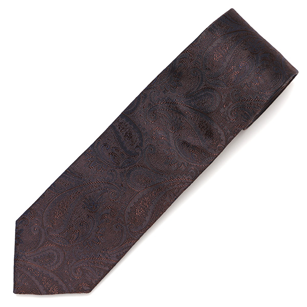  ネクタイ ペイズリー柄 ブラウン 茶 茶色 日本製 ブランド シルク 100％ 無地 仕事 ビジネス 結婚式 披露宴 フランコスパダ Franco Spada