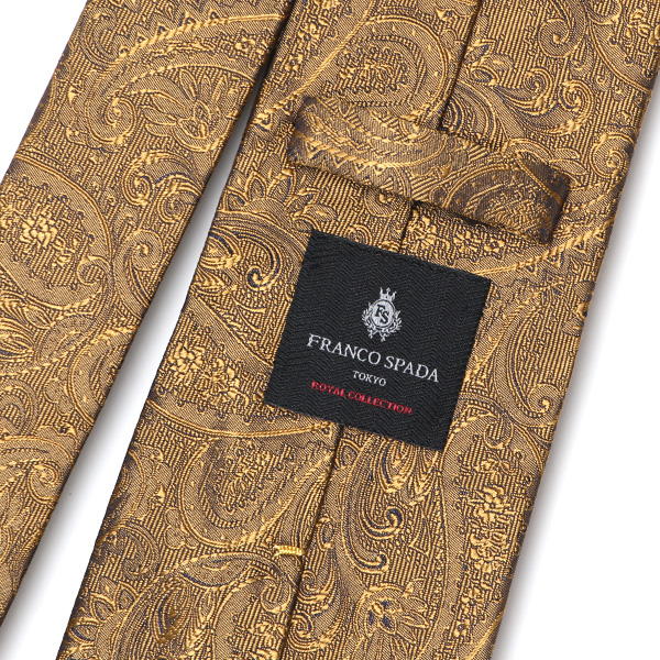  ネクタイ ペイズリー柄 イエロー 黄色 日本製 ブランド シルク 100％ 無地 仕事 ビジネス 結婚式 披露宴 フランコスパダ Franco Spada