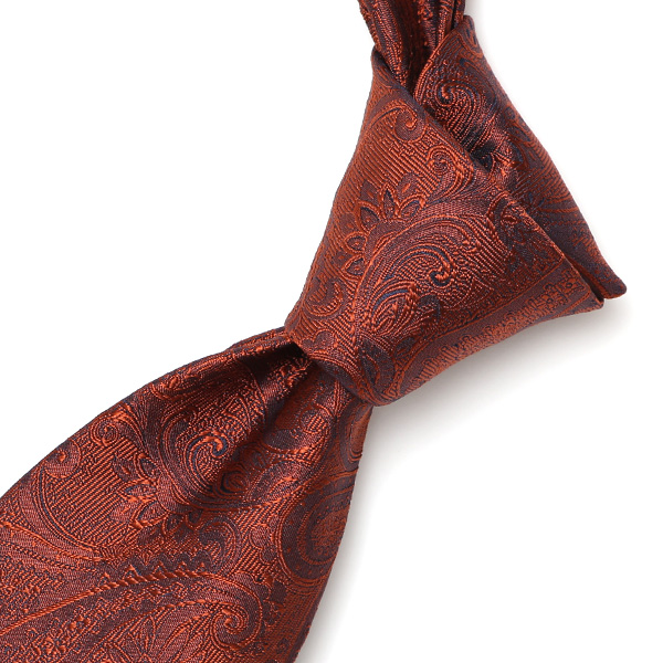  ネクタイ ペイズリー柄 オレンジ 橙色 日本製 ブランド シルク 100％ 無地 仕事 ビジネス 結婚式 披露宴 フランコスパダ Franco Spada