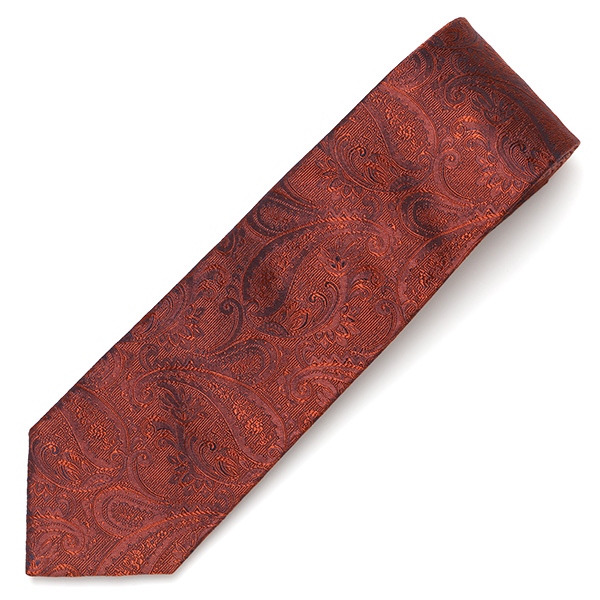  ネクタイ ペイズリー柄 オレンジ 橙色 日本製 ブランド シルク 100％ 無地 仕事 ビジネス 結婚式 披露宴 フランコスパダ Franco Spada