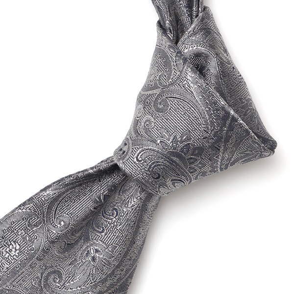  ネクタイ ペイズリー柄 シルバー 銀色 日本製 ブランド シルク 100％ 無地 仕事 ビジネス 結婚式 披露宴 フランコスパダ Franco Spada