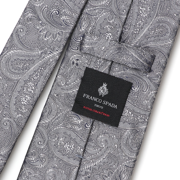  ネクタイ ペイズリー柄 シルバー 銀色 日本製 ブランド シルク 100％ 無地 仕事 ビジネス 結婚式 披露宴 フランコスパダ Franco Spada
