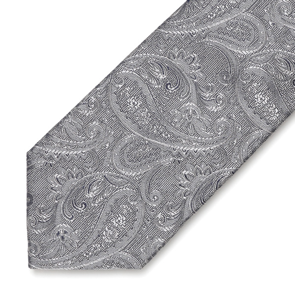  ネクタイ ペイズリー柄 シルバー 銀色 日本製 ブランド シルク 100％ 無地 仕事 ビジネス 結婚式 披露宴 フランコスパダ Franco Spada