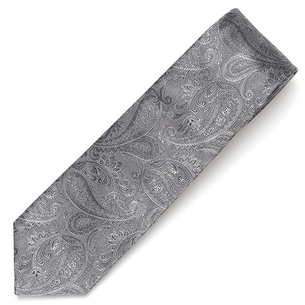  ネクタイ ペイズリー柄 シルバー 銀色 日本製 ブランド シルク 100％ 無地 仕事 ビジネス 結婚式 披露宴 フランコスパダ Franco Spada
