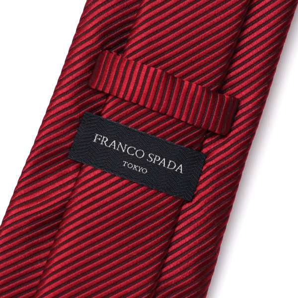  ネクタイ 日本製 手縫い 共裏地 シルク100％ 無地 レッド ワイン 赤色 ビジネス 仕事 フォーマル 結婚式 披露宴 パーティー 男性 メンズ 高級 プレゼント ギフト 化粧箱付き 30代 40代 50代 60代 フランコ スパダ Franco Spada