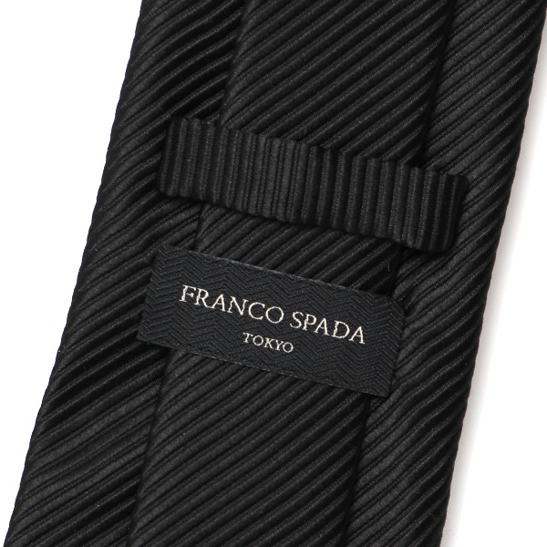  ネクタイ 日本製 手縫い 共裏地 シルク100％ 冠婚葬祭 無地 ブラック 黒 黒色 ビジネス 仕事 フォーマル 結婚式 披露宴 パーティー 男性 メンズ 高級 プレゼント ギフト 化粧箱付き 30代 40代 50代 60代 フランコ スパダ Franco Spada