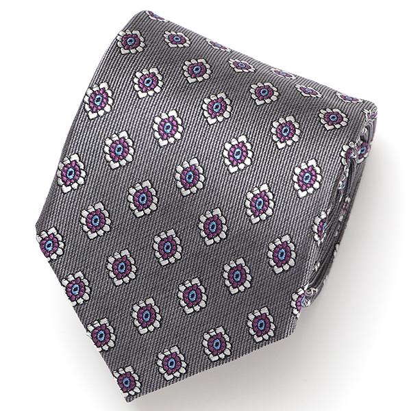 Franco Spada(フランコ スパダ) 小花 小紋柄 手縫い 共裏地 ネクタイ [fra0095] グレー