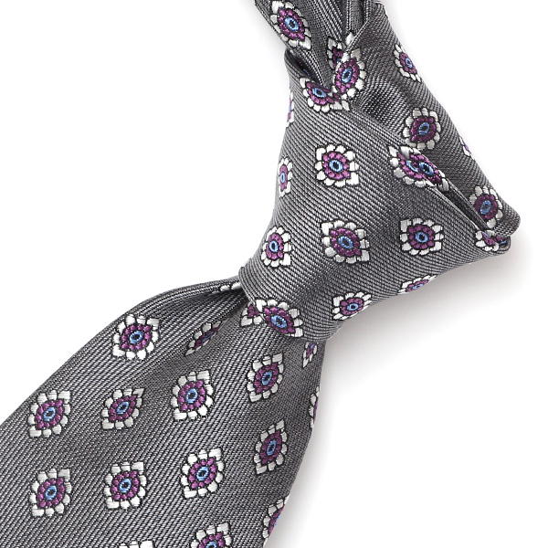  ネクタイ 日本製 手縫い 共裏地 シルク100％ 小紋柄 小花柄 グレー グレイ 灰色 ビジネス 仕事 フォーマル 結婚式 披露宴 パーティー 男性 メンズ 高級 プレゼント ギフト 化粧箱付き 30代 40代 50代 60代 フランコ スパダ Franco Spada