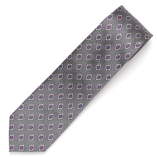  ネクタイ 日本製 手縫い 共裏地 シルク100％ 小紋柄 小花柄 グレー グレイ 灰色 ビジネス 仕事 フォーマル 結婚式 披露宴 パーティー 男性 メンズ 高級 プレゼント ギフト 化粧箱付き 30代 40代 50代 60代 フランコ スパダ Franco Spada