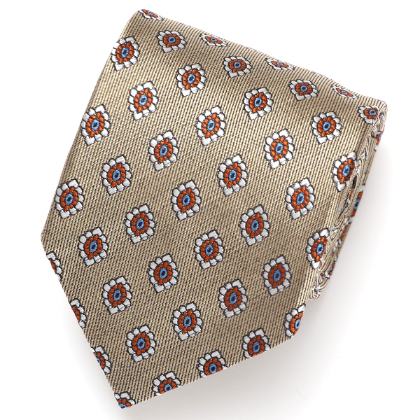 Franco Spada(フランコ スパダ) 小花 小紋柄 手縫い 共裏地 ネクタイ [fra0095] ベージュ