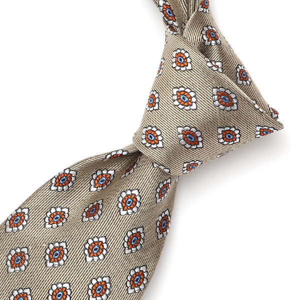  ネクタイ 日本製 手縫い 共裏地 シルク100％ 小紋柄 小花柄 ベージュ 肌色 ビジネス 仕事 フォーマル 結婚式 披露宴 パーティー 男性 メンズ 高級 プレゼント ギフト 化粧箱付き 30代 40代 50代 60代 フランコ スパダ Franco Spada