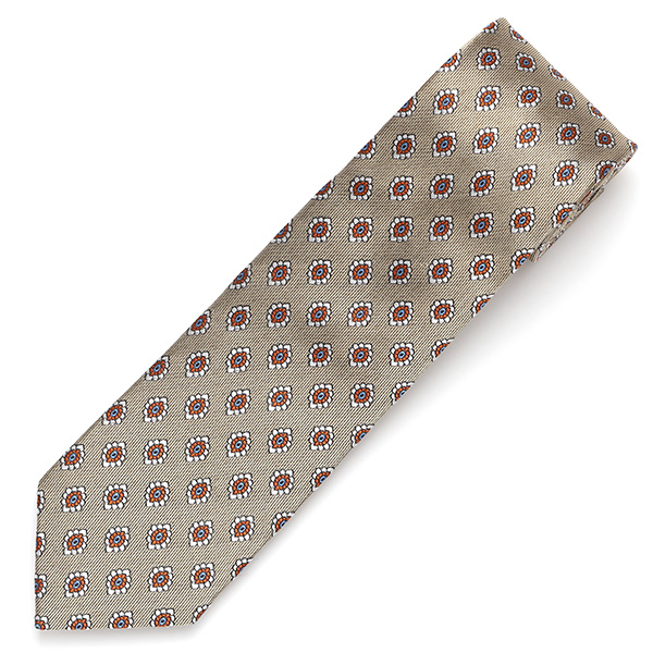  ネクタイ 日本製 手縫い 共裏地 シルク100％ 小紋柄 小花柄 ベージュ 肌色 ビジネス 仕事 フォーマル 結婚式 披露宴 パーティー 男性 メンズ 高級 プレゼント ギフト 化粧箱付き 30代 40代 50代 60代 フランコ スパダ Franco Spada