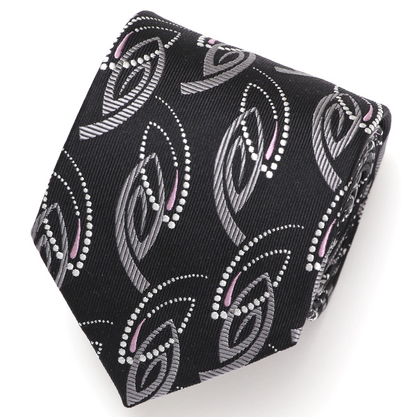 Franco Spada(フランコ スパダ) ジオメトリック柄 手縫い 共裏地 ネクタイ [fra0096] ブラック