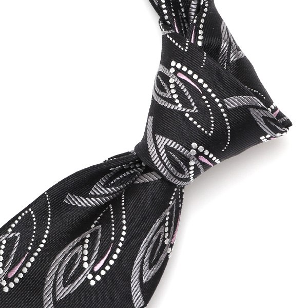  ネクタイ 日本製 手縫い 共裏地 シルク100％ ジオメトリック ペイズリー柄 ブラック 黒 黒色 ビジネス 仕事 結婚式 披露宴 パーティー 男性 メンズ 高級 プレゼント ギフト 化粧箱付き 30代 40代 50代 60代 フランコ スパダ Franco Spada