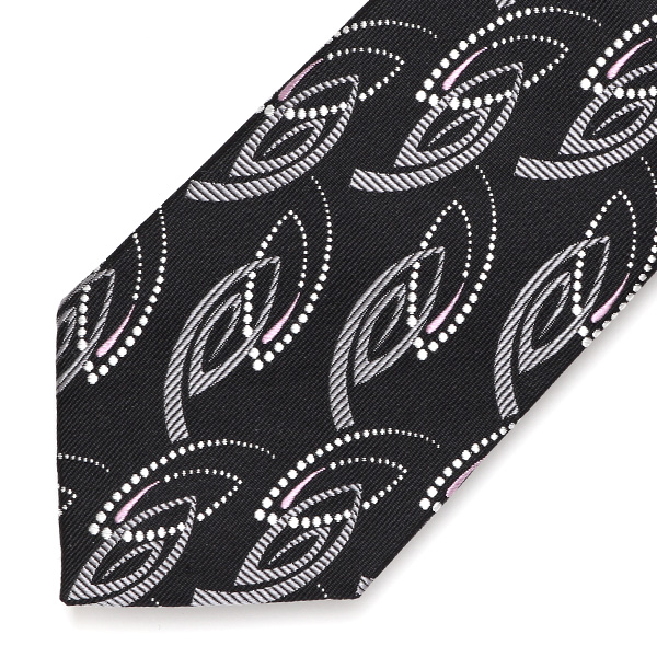 ネクタイ 日本製 手縫い 共裏地 シルク100％ ジオメトリック ペイズリー柄 ブラック 黒 黒色 ビジネス 仕事 結婚式 披露宴 パーティー 男性 メンズ 高級 プレゼント ギフト 化粧箱付き 30代 40代 50代 60代 フランコ スパダ Franco Spada