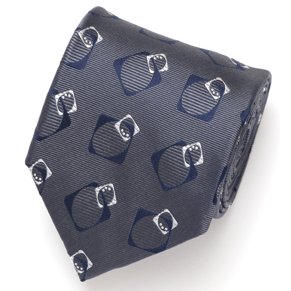 Franco Spada(フランコ スパダ) スクエアモチーフ 小紋柄 手縫い 共裏地 ネクタイ [fra0097] スチールグレー