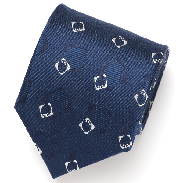 Franco Spada(フランコ スパダ) スクエアモチーフ 小紋柄 手縫い 共裏地 ネクタイ [fra0097] ネイビー