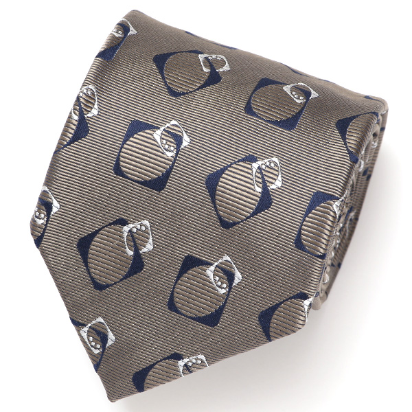 Franco Spada(フランコ スパダ) スクエアモチーフ 小紋柄 手縫い 共裏地 ネクタイ [fra0097] サンドベージュ