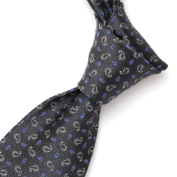 ネクタイ 日本製 手縫い 共裏地 シルク100% 小紋柄 ペイズリー グレー グレイ 灰色 ビジネス 仕事 フォーマル 結婚式 披露宴 パーティー 男性 メンズ 高級 プレゼント ギフト 化粧箱付き 30代 40代 50代 60代 フランコ スパダ Franco Spada