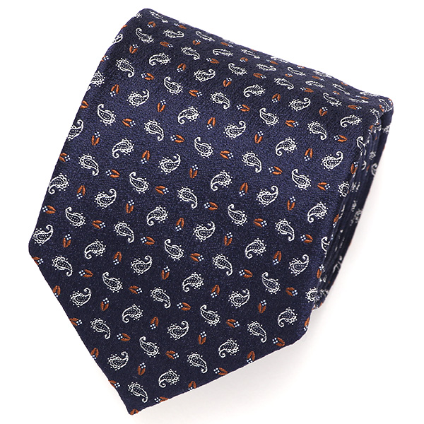 Franco Spada(フランコ スパダ) ミニペイズリー小紋柄 手縫い 共裏地 ネクタイ [fra0098] ネイビー