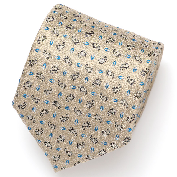 Franco Spada(フランコ スパダ) ミニペイズリー小紋柄 手縫い 共裏地 ネクタイ [fra0098] シャンパンベージュ