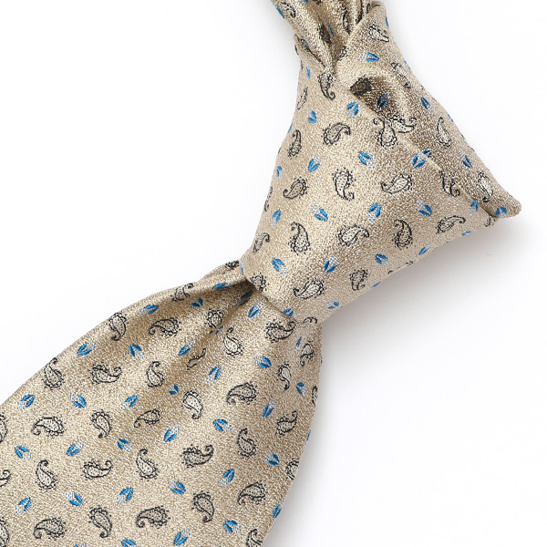  ネクタイ 日本製 手縫い 共裏地 シルク100％ 小紋柄 ペイズリー ベージュ 肌色 ビジネス 仕事 フォーマル 結婚式 披露宴 パーティー 男性 メンズ 高級 プレゼント ギフト 化粧箱付き 30代 40代 50代 60代 フランコ スパダ Franco Spada
