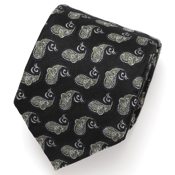Franco Spada(フランコ スパダ) ペイズリー小紋柄 手縫い 共裏地 ネクタイ [fra0099] ブラック