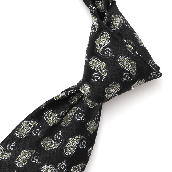  ネクタイ 日本製 手縫い 共裏地 シルク100％ 小紋柄 ペイズリー ブラック 黒 黒色 ビジネス 仕事 フォーマル 結婚式 披露宴 パーティー 男性 メンズ 高級 プレゼント ギフト 化粧箱付き 30代 40代 50代 60代 フランコ スパダ Franco Spada