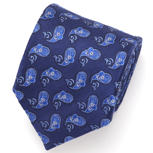 Franco Spada(フランコ スパダ) ペイズリー小紋柄 手縫い 共裏地 ネクタイ [fra0099] ロイヤルブルー