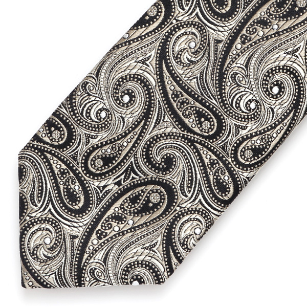  ネクタイ 日本製 手縫い 共裏地 シルク100％ 総柄 ペイズリー ゴールド 金色 ビジネス 仕事 フォーマル 結婚式 披露宴 パーティー 男性 メンズ 高級 プレゼント ギフト 化粧箱付き 30代 40代 50代 60代 フランコ スパダ Franco Spada