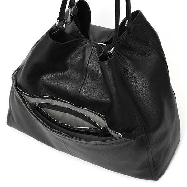  トートバッグ メンズ 本革 レディース 大きめ ビジネス トート 高級 ブランド シュリンク レザー ブラック 黒 黒色 ワンショルダー 鞄 大容量 多収納 ポーチ付き A4 カジュアル 通勤 通学 ガレリアント(GALLERIANT)