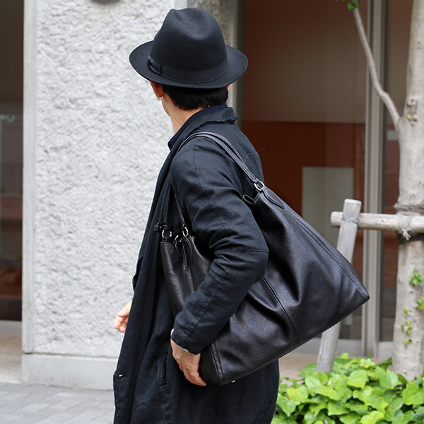  トートバッグ メンズ 本革 レディース 大きめ ビジネス トート 高級 ブランド シュリンク レザー ブラック 黒 黒色 ワンショルダー 鞄 大容量 多収納 ポーチ付き A4 カジュアル 通勤 通学 ガレリアント(GALLERIANT)