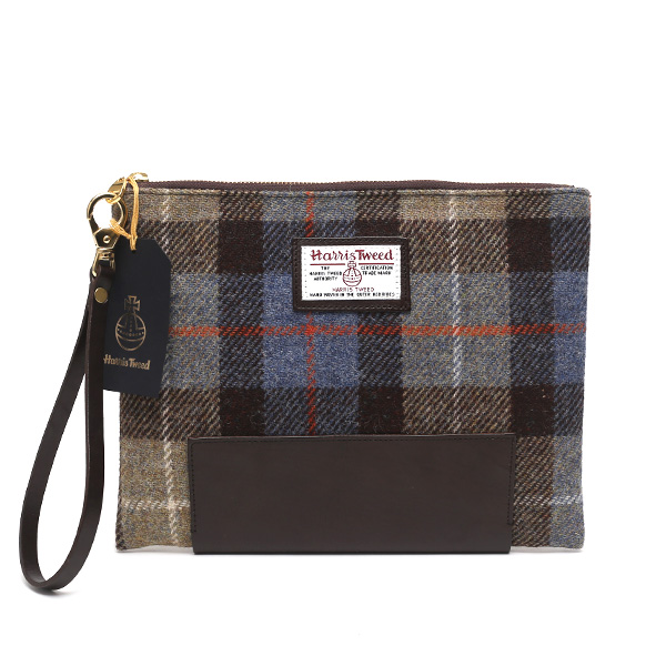 ハリスツイード(Harris Tweed) クラッチバッグ ブラウン