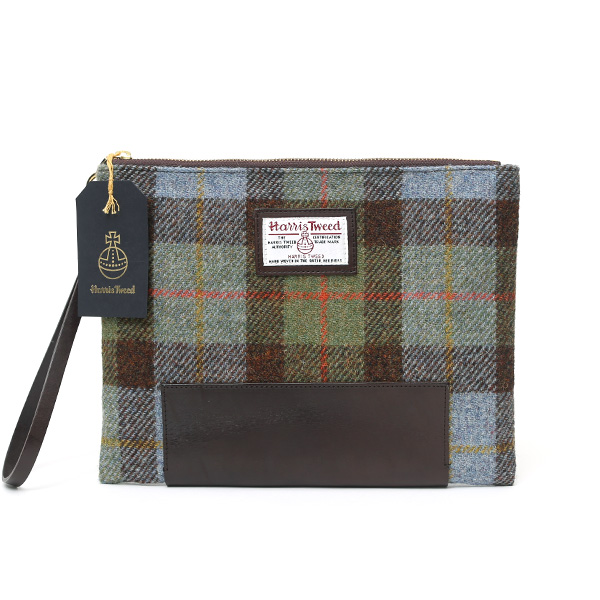 ハリスツイード(Harris Tweed) クラッチバッグ グリーン