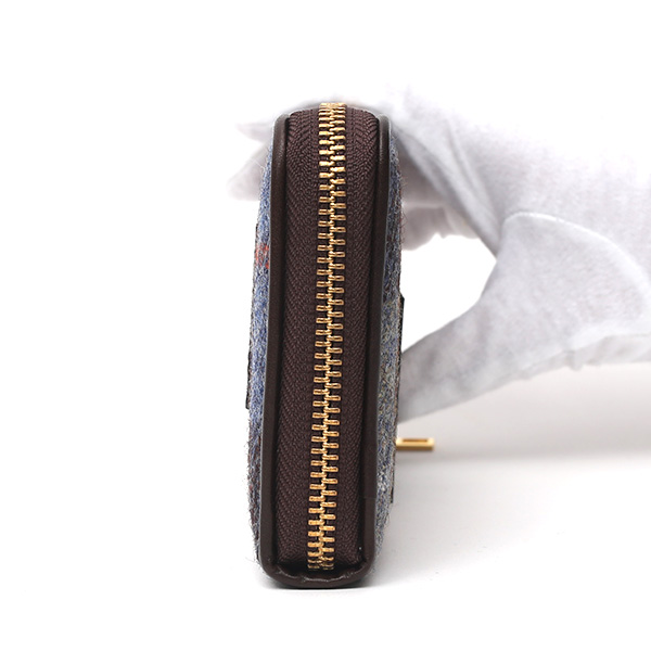  ハリスツイード(Harris Tweed) 財布 長財布 ラウンドファスナー ラウンドジップ ブラウン 茶 茶色 