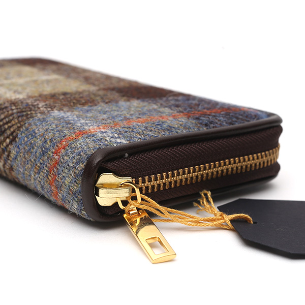  ハリスツイード(Harris Tweed) 財布 長財布 ラウンドファスナー ラウンドジップ ブラウン 茶 茶色 