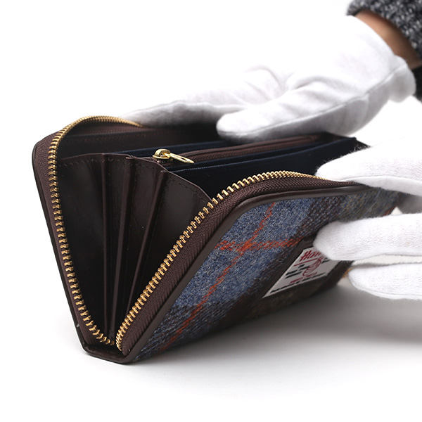  ハリスツイード(Harris Tweed) 財布 長財布 ラウンドファスナー ラウンドジップ ブラウン 茶 茶色 