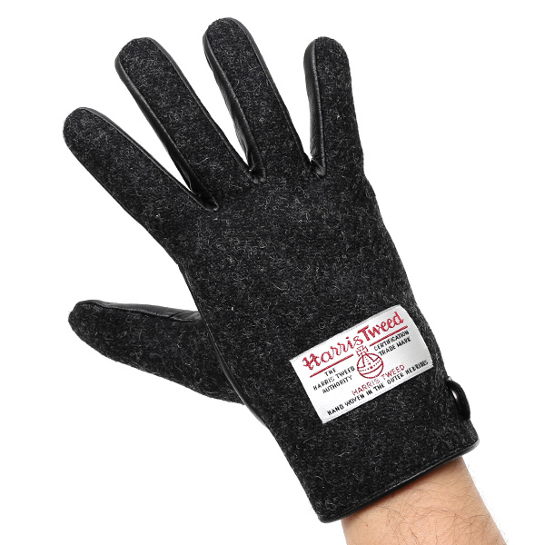 ハリスツイード(Harris Tweed) 手袋 メンズ 本革 レザー ブラック 黒 黒色 スマホ対応 シープスキン(羊革) グローブ KURODA(クロダ)