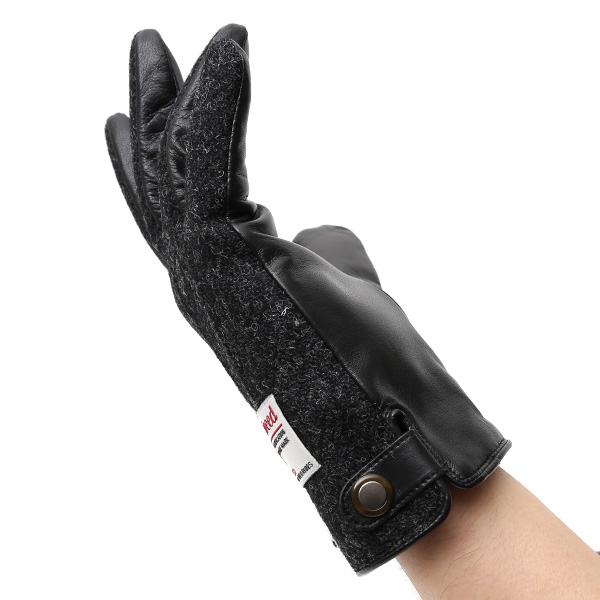 ハリスツイード(Harris Tweed) 手袋 メンズ 本革 レザー ブラック 黒 黒色 スマホ対応 シープスキン(羊革) グローブ KURODA(クロダ)