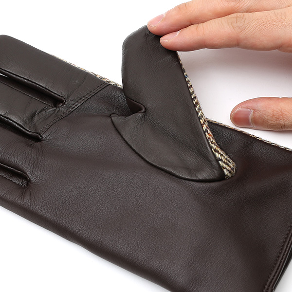  ハリスツイード(Harris Tweed) 手袋 メンズ 本革 レザー ブラウン 茶 茶色 スマホ対応 シープスキン(羊革) グローブ KURODA(クロダ)