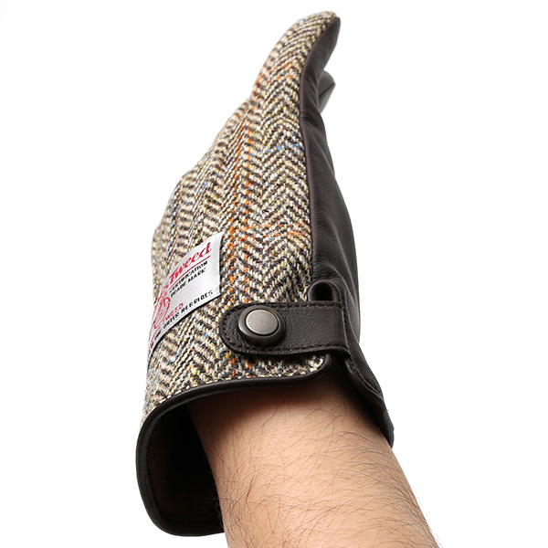  ハリスツイード(Harris Tweed) 手袋 メンズ 本革 レザー ブラウン 茶 茶色 スマホ対応 シープスキン(羊革) グローブ KURODA(クロダ)