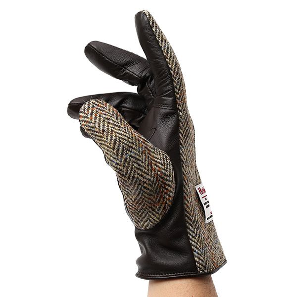  ハリスツイード(Harris Tweed) 手袋 メンズ 本革 レザー ブラウン 茶 茶色 スマホ対応 シープスキン(羊革) グローブ KURODA(クロダ)