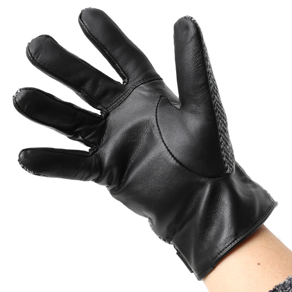  ハリスツイード(Harris Tweed) 手袋 メンズ 本革 レザー グレー グレイ 灰色 スマホ対応 シープスキン(羊革) グローブ KURODA(クロダ)