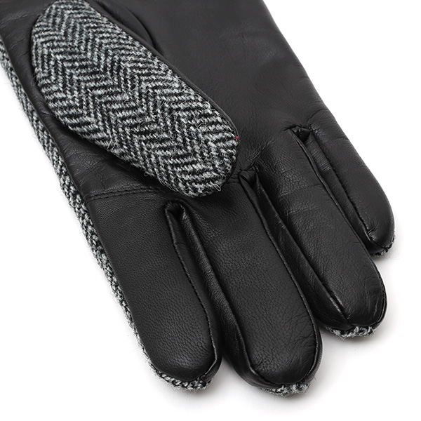  ハリスツイード(Harris Tweed) 手袋 メンズ 本革 レザー グレー グレイ 灰色 スマホ対応 シープスキン(羊革) グローブ KURODA(クロダ)